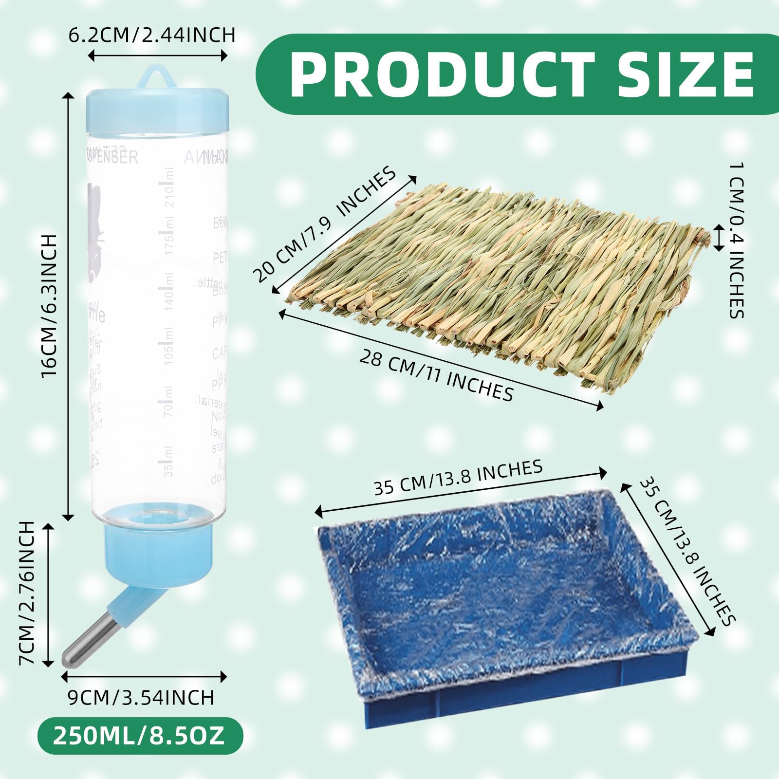Kit iniziale per conigli, 34 pezzi, per lettiera per conigli, piccole bottiglie d'acqua, tazze impilabili, tunnel per coniglietti, kit per la toelettatura degli animali, coperte con set di