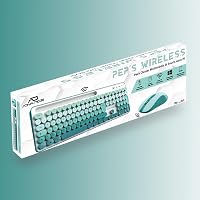 AD ADVANCE PEP'S Vezeték Nélküli Billentyűzet és Egér Szett - Kerek Gombos Írógép Dizájn, Ultra Csendes 2.4GHz, Numerikus Billentyűzet, Tele 9