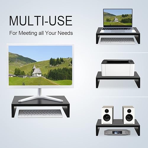 Miniatura 9 de TEAMIX Soporte elevador de monitor rosa, elevador de monitor de madera con almacenamiento para escritorio, soporte de monitor pequeño para