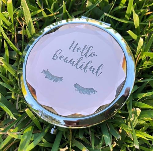 Miniatura 3 de SILLY OBSESSIONS Hello Beautiful Engraved Vanity Magnifying Compact MirrorMakeup Mirror. Gift for Girlfriend, Wife, Daughter, Sister, Braid,