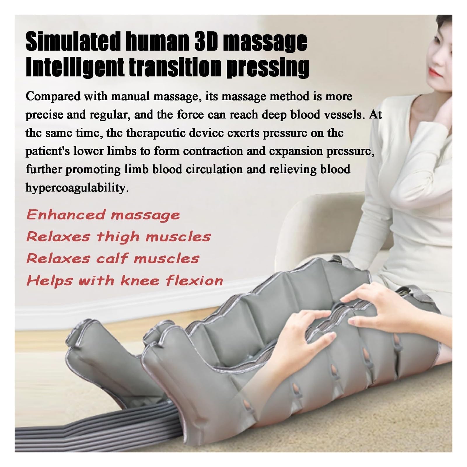 Massaggiatore a Compressione Aria 6 Celle per Corpo Intero - Apparecchio Massaggio Elettrico con Pressione Regolabile e Timer, Ideale per Gambe, Braccia, Vita per Migliorare