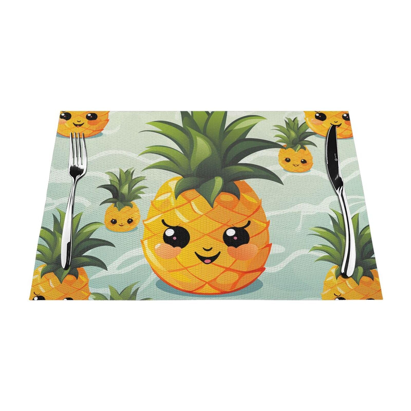 Tapis de cuisine décoratif lot de 6 sets de table ananas pour repas en famille