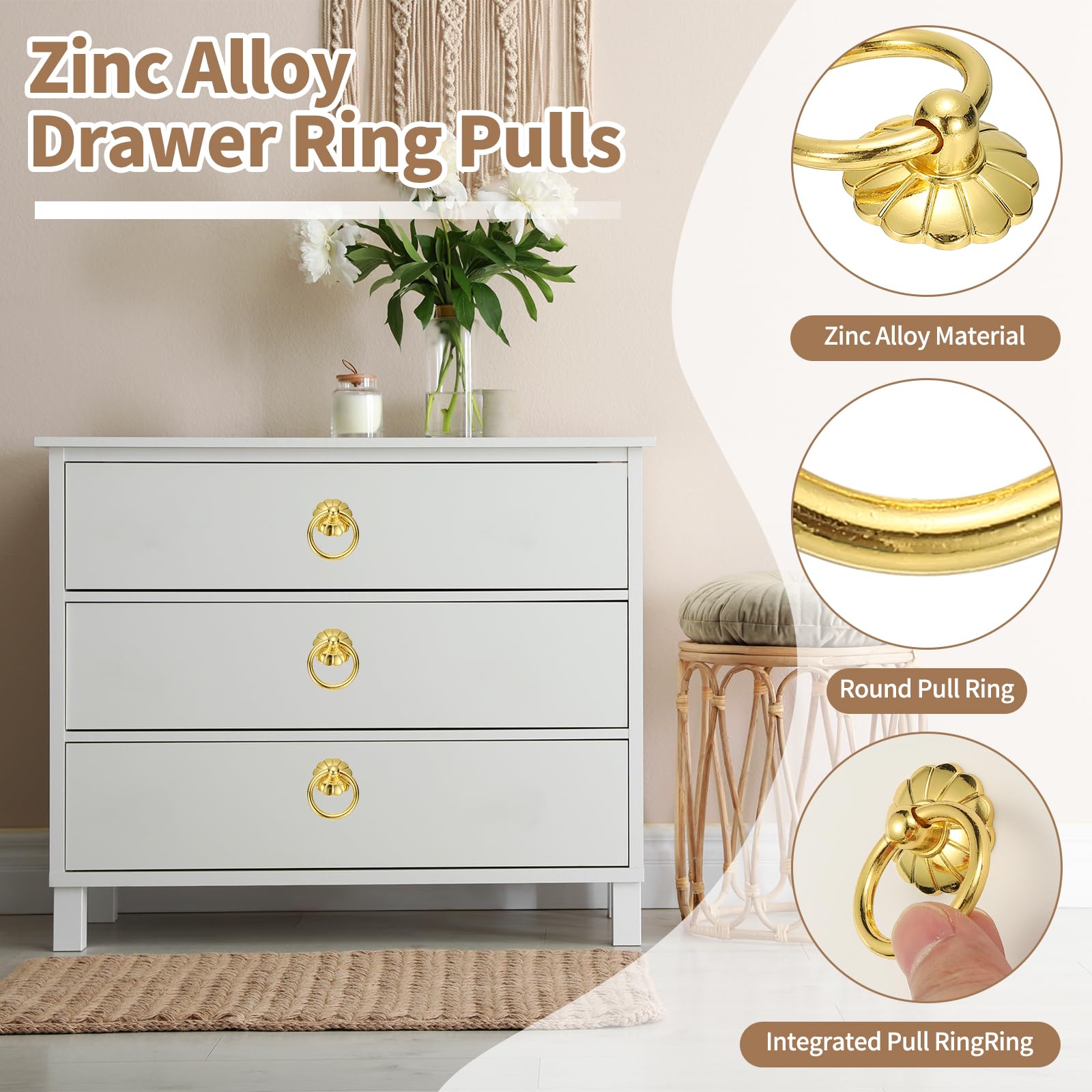 PATIKIL 12Pack Drawer Ring Pull Handles - Image 3