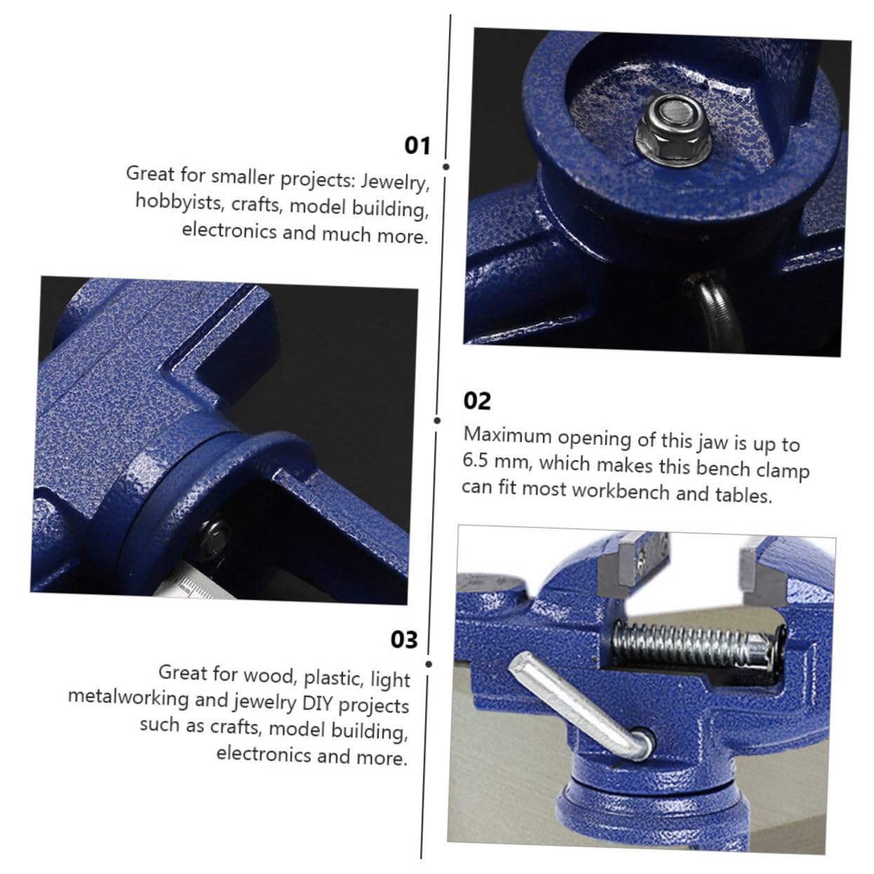 Étau D’établi Rotatif de Petite Taille à Base Pivotante, Bleu