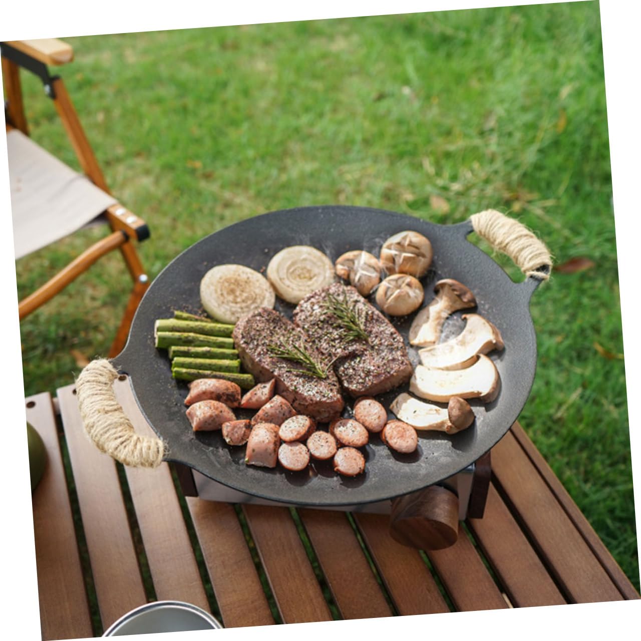 Padella in Ferro per Barbecue All'aperto senza Sbavature, Versatile e Resistente, per Grigliate e Occasioni Speciali, per Carne e Verdure
