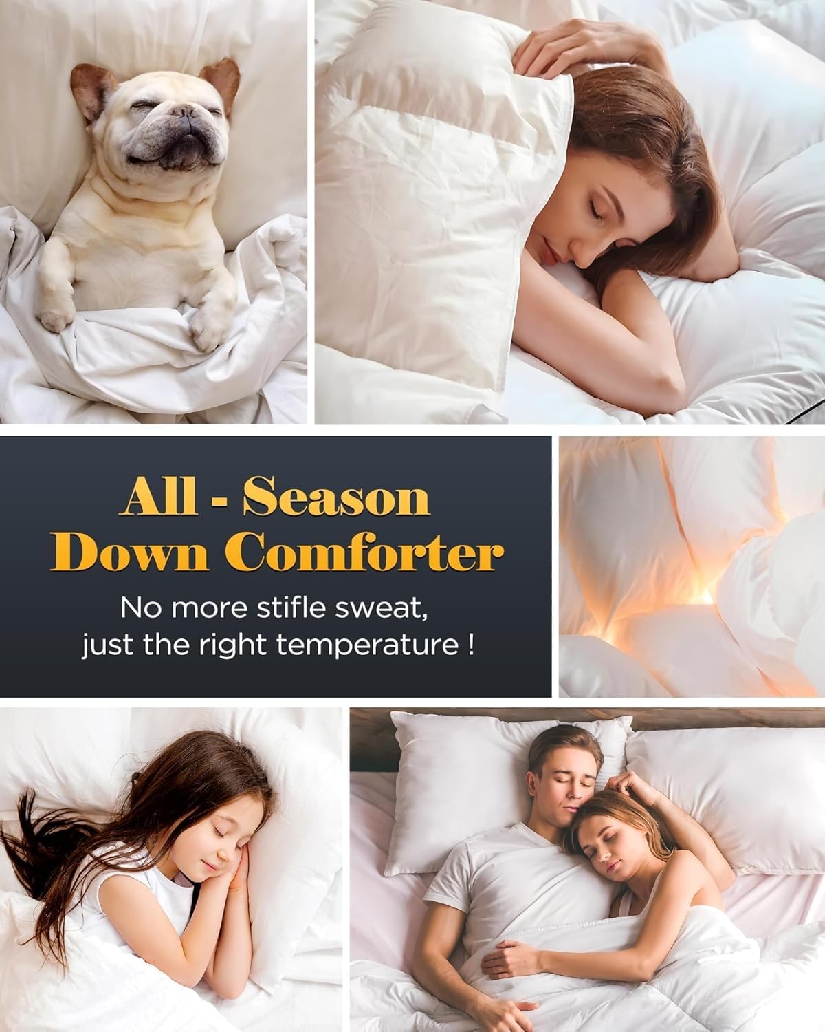 3D Baffle Box Real Down Comforter, 750 Fill-Power Ultra-Soft Down Duvet Insert, All Season White Feathers Down King Size Comforter, Medium Warm Bed Comforters, Fluffy and Cozy, 8 Corner Tabs- 106"X90" - Image 7