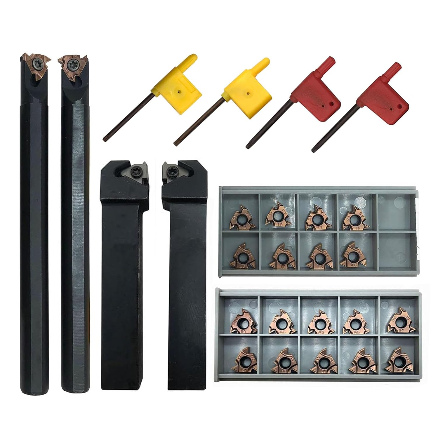 28pcs 1/2“ 5/8” Lather Threading Tool Bit Set External Internal Threading Boring Bars Turning Tool Holders with 16ER 16IR AG60 Carbide Threading Inserts