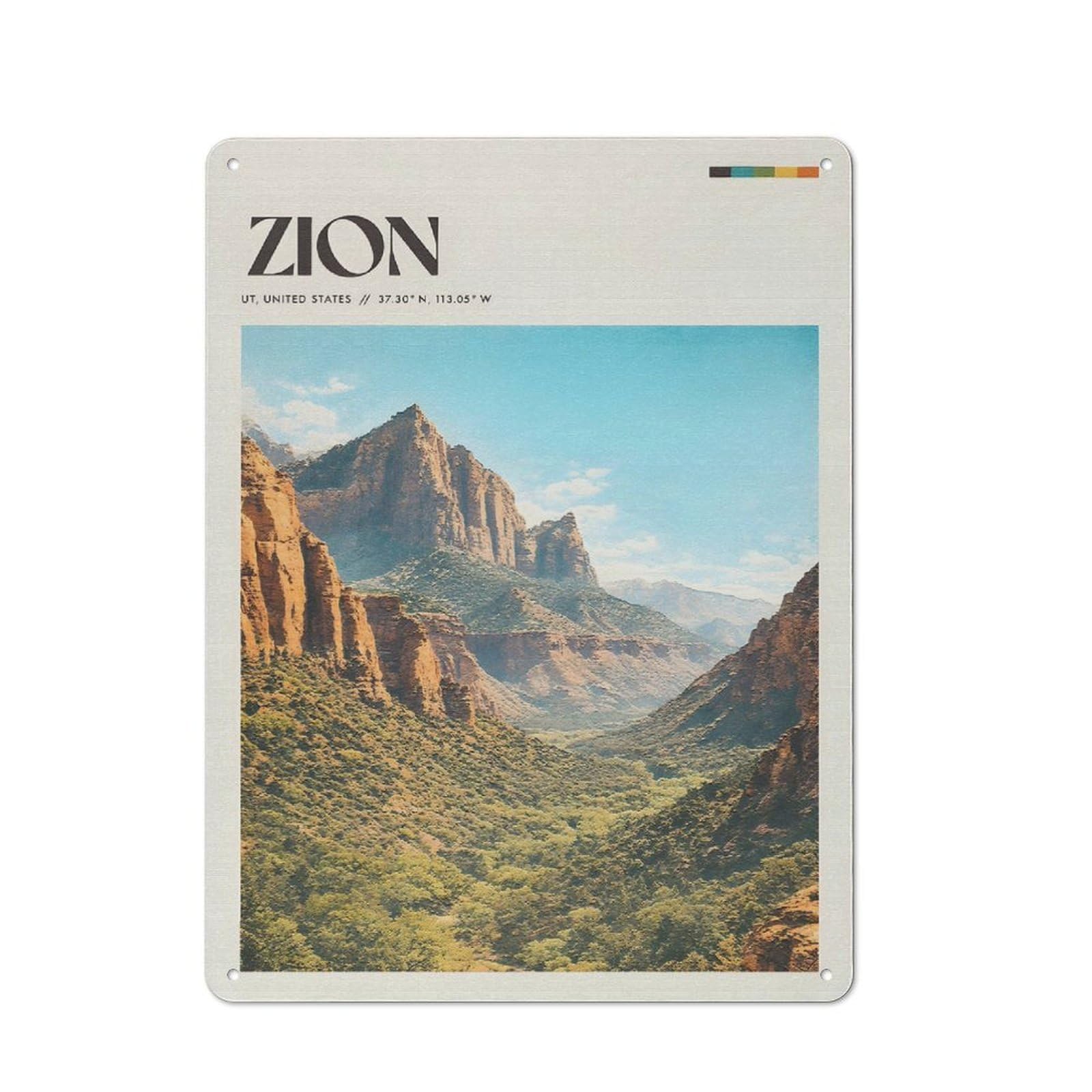Junmoney Style-18 Zion National Park Vintage (2) Printed Metal Sign 40X30cm For Café Or Home Bar, For Kitchen And Home Bar Decor, For Cafés, Pubs And Restaurants