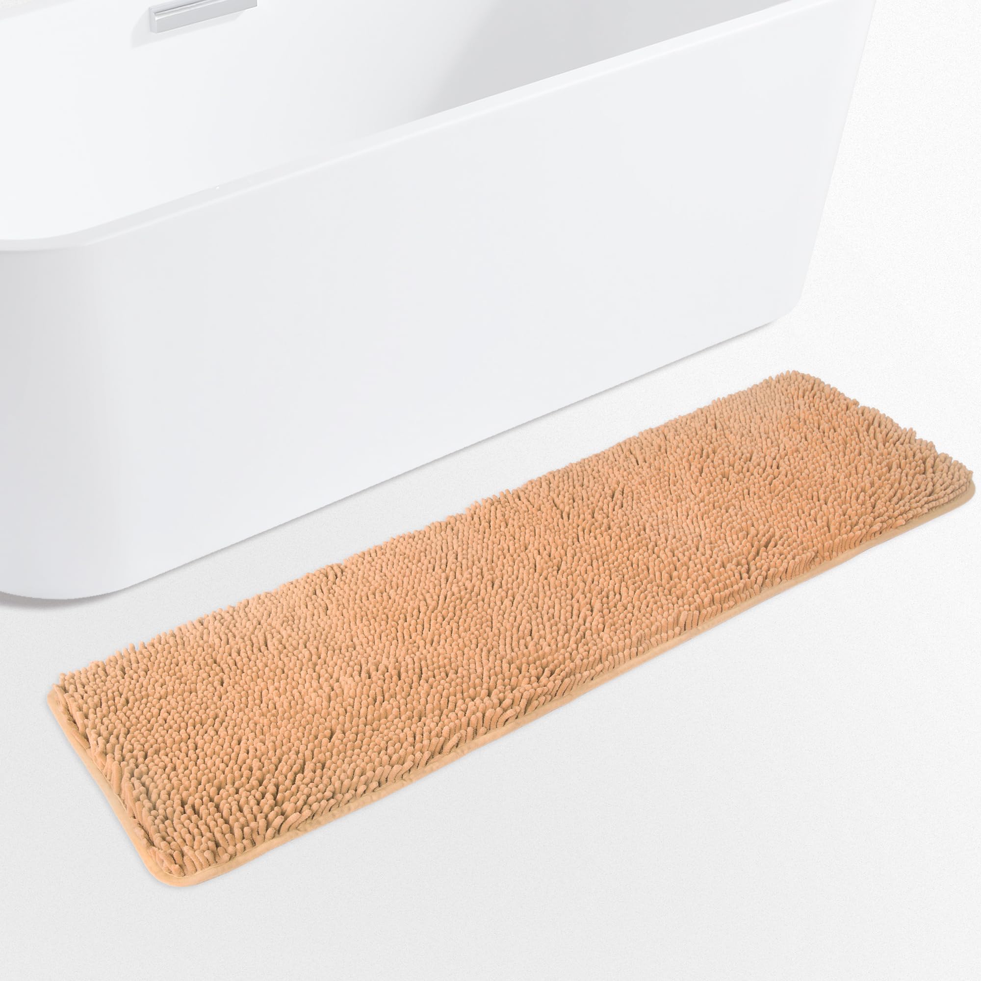 Yeaban Chenille Peach Bathroom Runner Rug 17"x47" — image 1