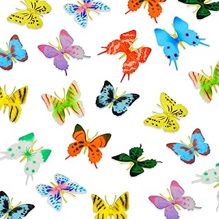 Lifelike Plastic Butterflies Toy Figures - 24 pcs, 12 Styles, Removable & Reusable Wall Decor for Bedroom, Office, Nursery