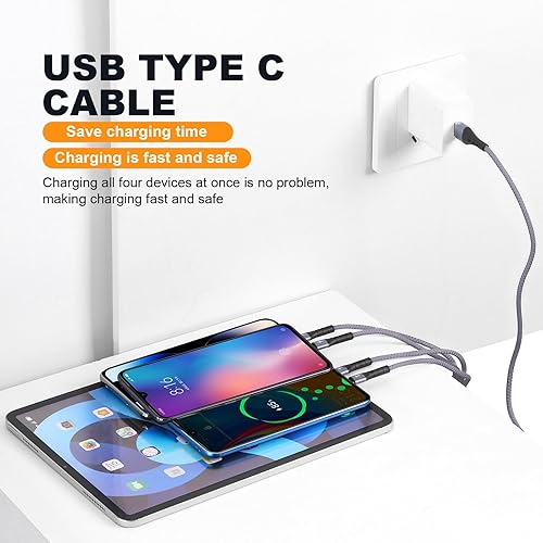 Miniatura 7 de SIQIWO Cable USB C a USB A de carga rápida 2 unidades de 4 pies, QC 3.0 USB tipo C con 4 puertos USB C, para Samsung Galaxy S10 S9 S8 S20 Plus A51