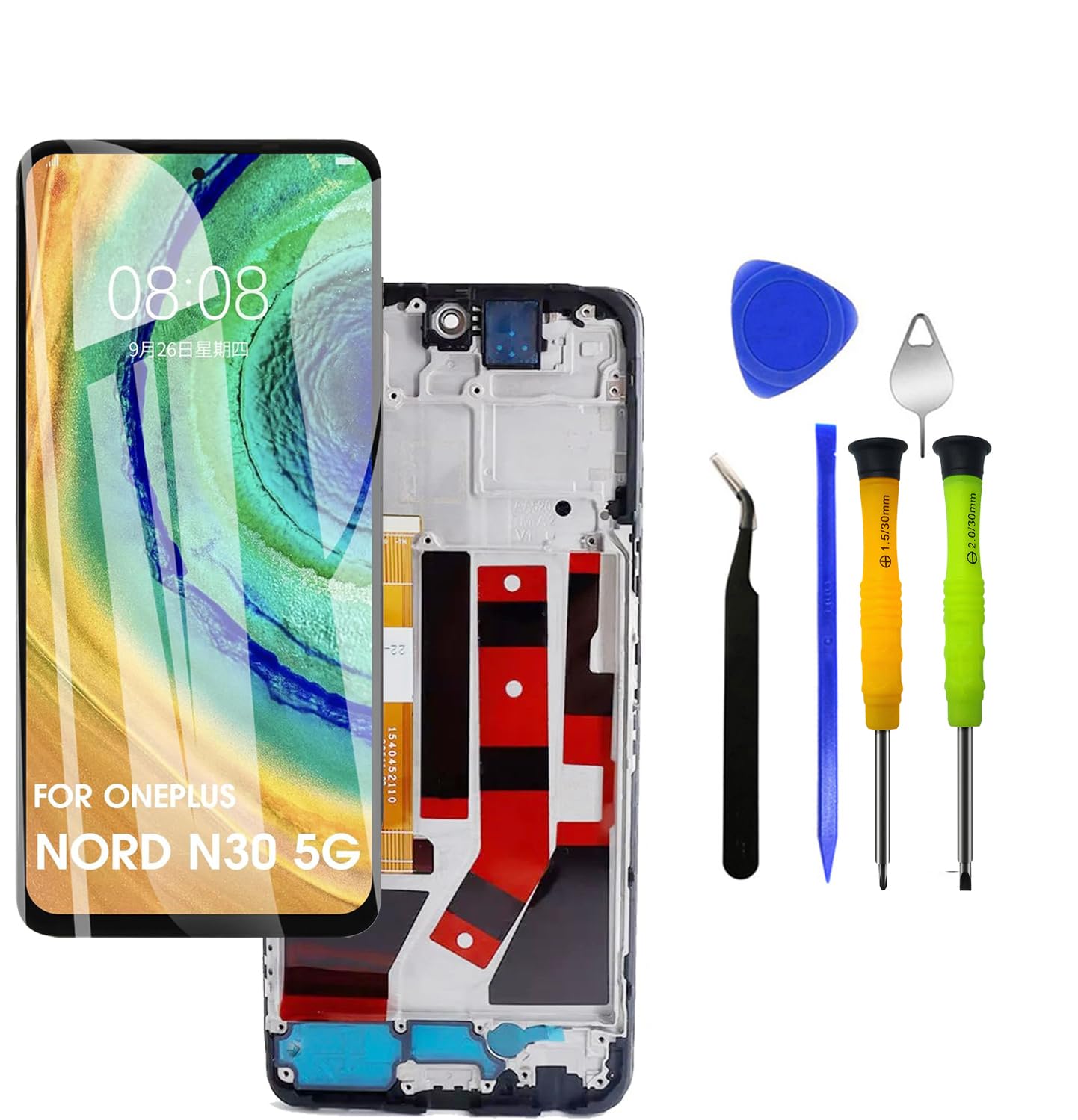 Eaglewireless LCD Digitizer DisplayTouch Screen with Housing Frame Replacement for OnePlus 1+ Nord N30 CPH2513 CPH2515 +Tools