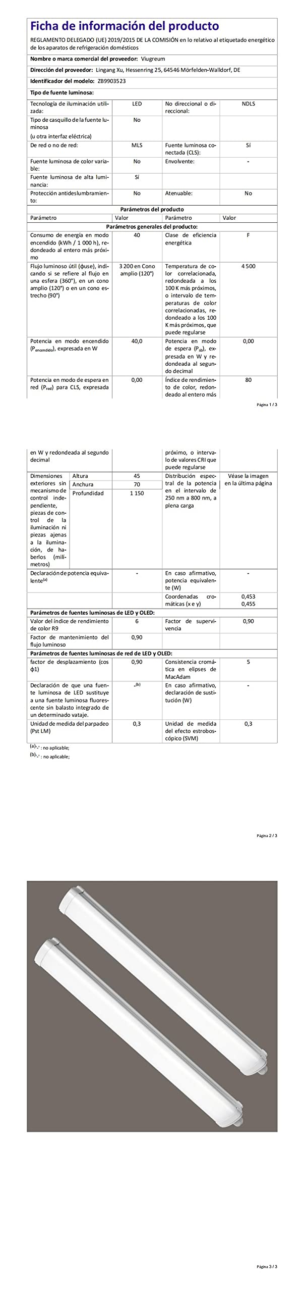Viugreum Fluorescente LED 115cm 2 Packs, 40W 4800LM Neon Led Tubo, Neon Led Garaje Blanco Neutro 4500K, IP65 Impermeable Luz de Techo LED para Oficina Garaje Taller Sótano Almacén Baño Cocina