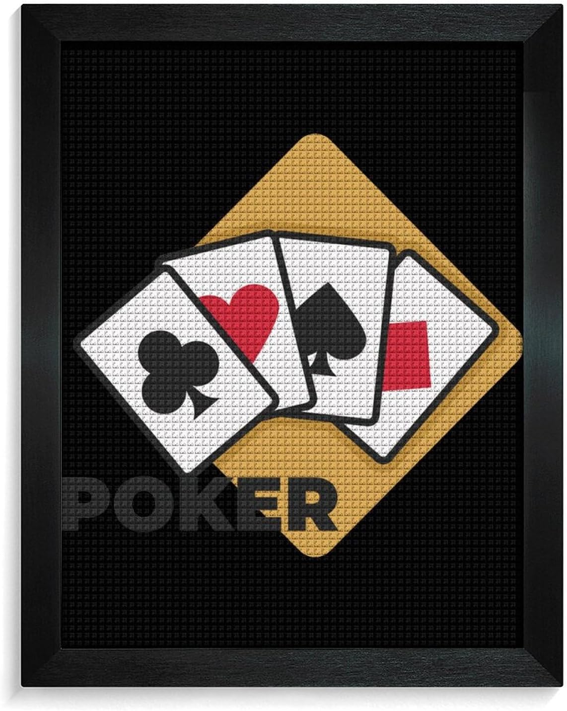 Poker Diamond 5D Painting Kits with Frame DIY Full Round Drill Gem Art Crafts for Home Wall Decor 16 X 20in Blackwood 40 * 50cm