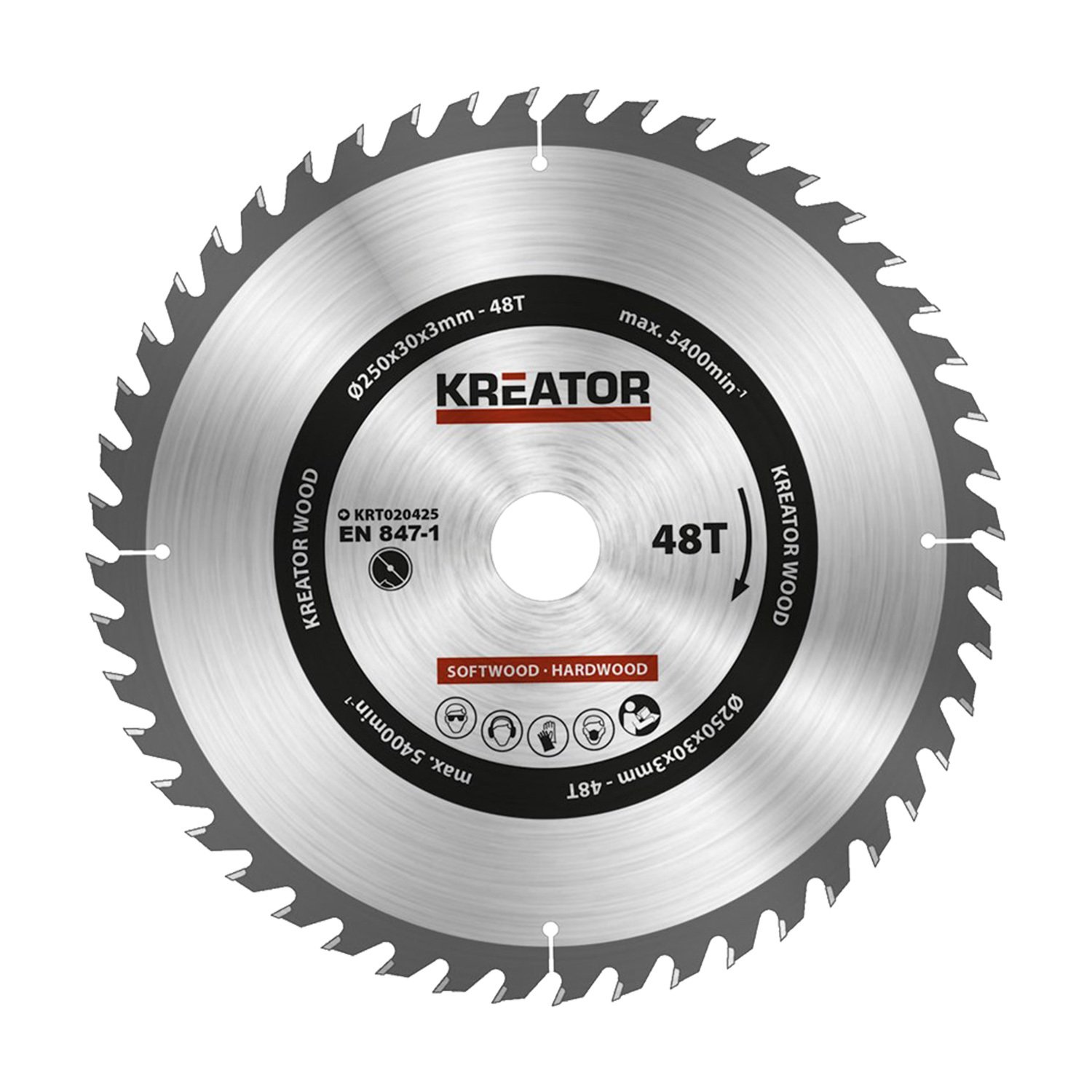 KREATOR KRT020425 - Disco per sega da legno, 250 mm48d