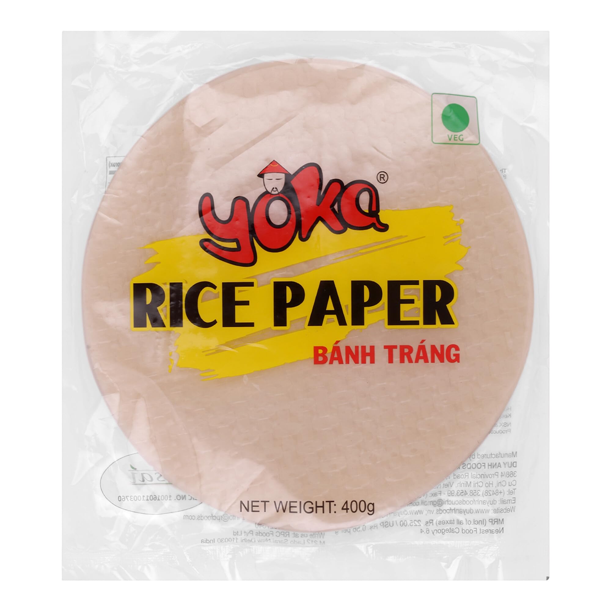 YOKA Rice Paper Sheets Banh Trang | Thin Rice Wrappers for Spring Rolls, Vietnamese Wraps & Salad Rolls | Easy Soften Rolling Sheets for Asian Cooking Recipes | Vegetarian Rice Wrap Ingredient | 400 g-image-7