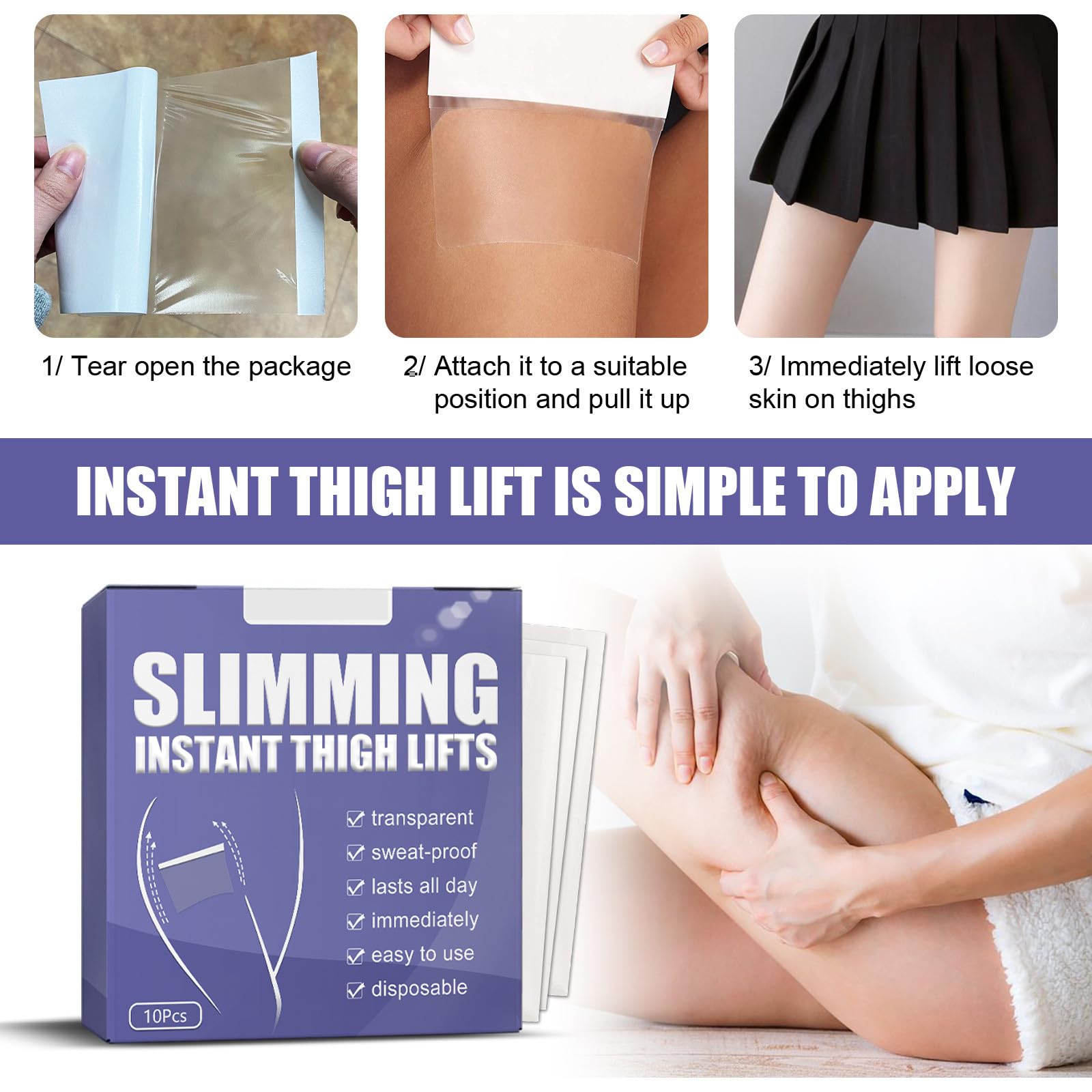Instant Thigh Lifting Tape,Oberschenkelstraffungen UP-Tape,Tape Zur Oberschenkelstraffung,Cellulite Patches,Transparente Körperband Zur Straffung,Unsichtbare Haut Oberschenkel Lift Tape (30 Stück)