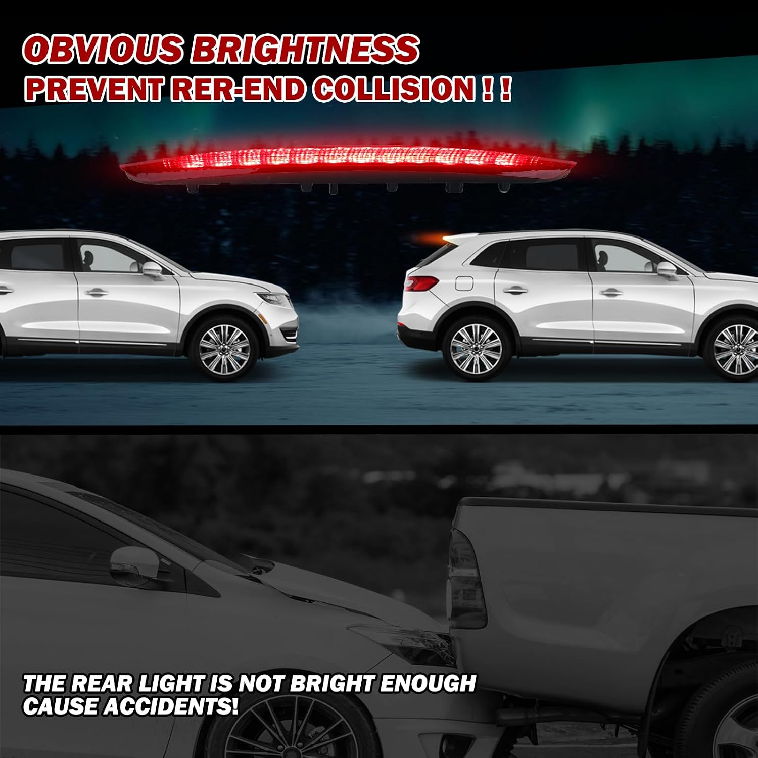 High Mount Stop Light 3rd Third Brake Light LED Lights For Lincoln MKX 2016 2017 2018 FA1Z13A613AB