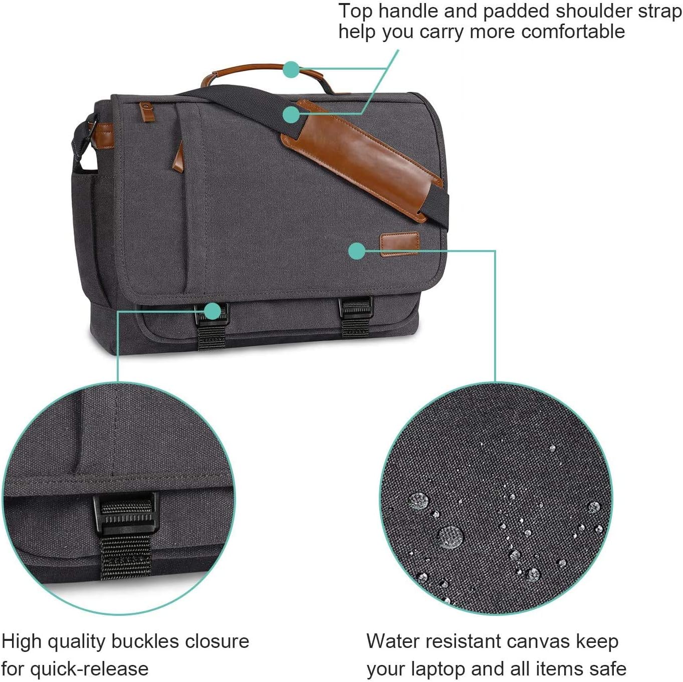 Estarer Computer Messenger Bag Waterresistance Canvas Work Bag