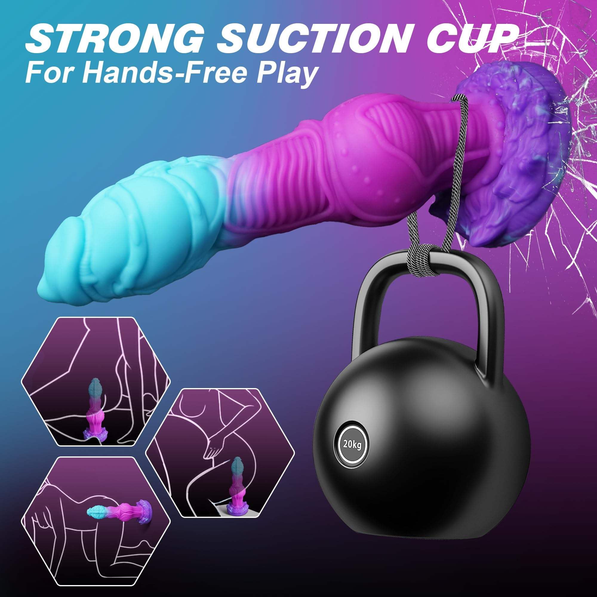 10" Monster Dildo Fantasy Horse Dildos with 2 Knots Huge Long Anal Plug with Strong Suction Cup Silicone Dragon Dong Dog Big Knot Dildo for Women Sex Anal Toys for Men Gay Adult Toys for Women Men: 9.2"