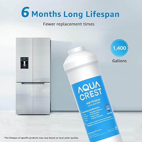 Miniatura 4 de AQUA CREST FF35 Reemplazo del filtro de agua en línea, reemplazo de conexión rápida de 14 pulgadas para refrigerador, filtro poscarbono para
