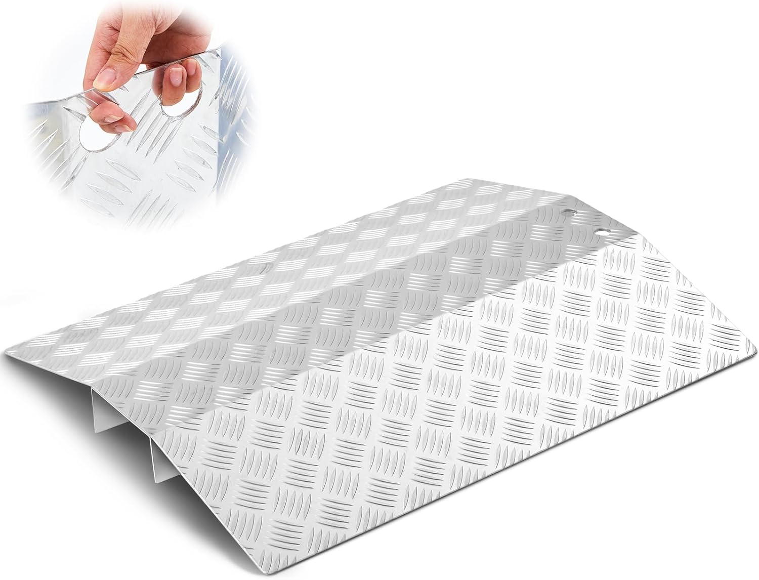 21.7" W x 27.6" L Wheelchair Ramp, Bridge Threshold Aluminum 800lbs Capacity with Supporting Frame and Non-Slip Surface, Door Ramp for Doorways Wheelchairs Stairs Steps