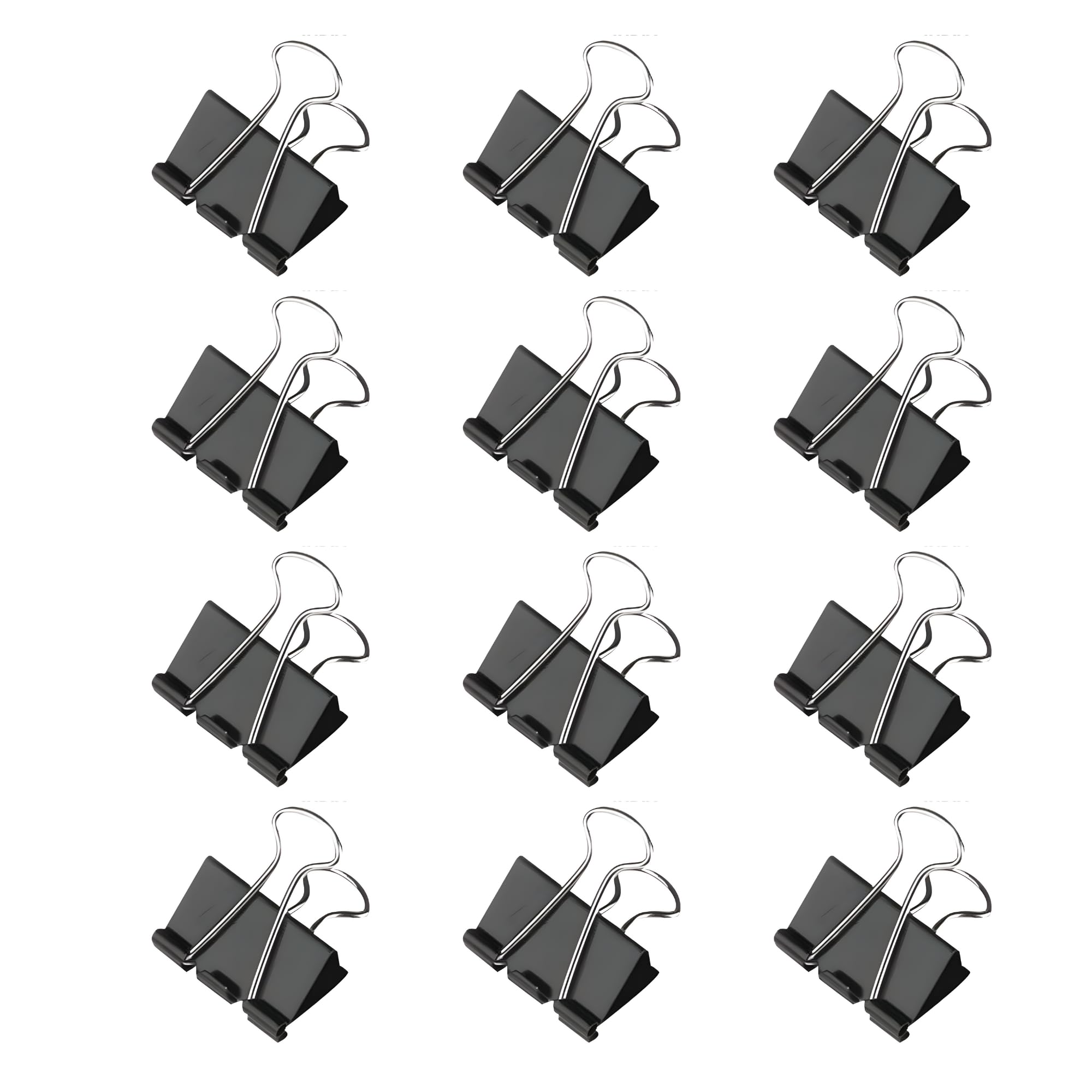 SAYA Binder Clips - 12 pcs Box Rust-Resistant Durable Metal with Tight Spring Grip Arc Corner Design Reusable Paper Clamps for Office Home School Black Paper Clips Set 51 mm Size Ideal for Organizing