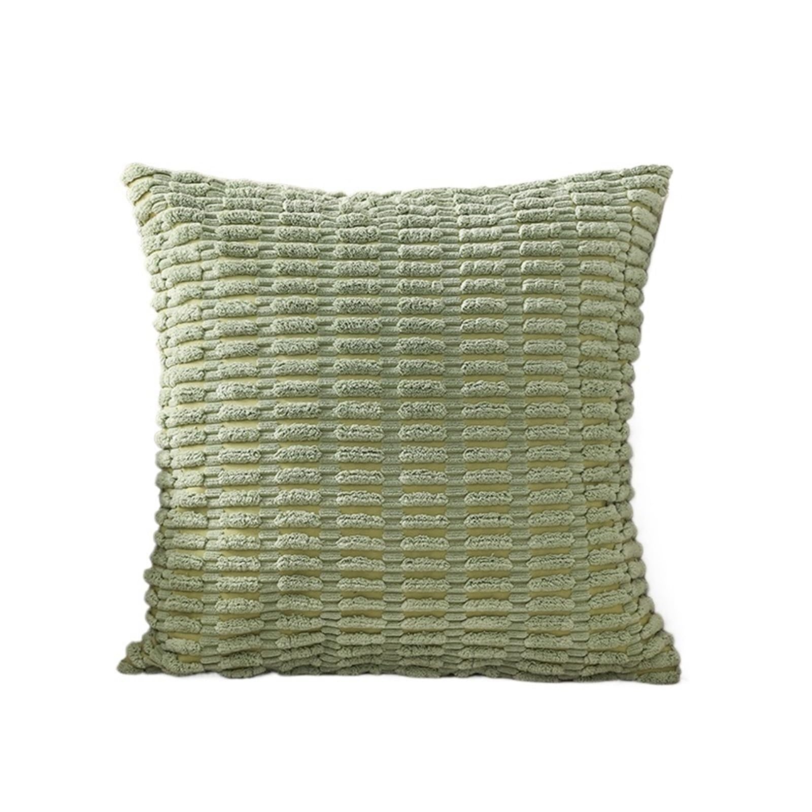 Taie oreiller velours côtelé vert pour chambre et canapé cosy