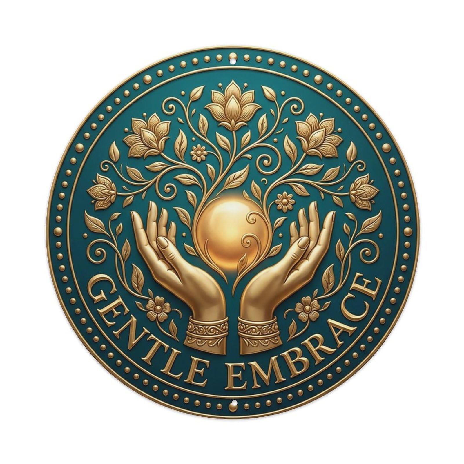 Vintage Gentle Embrace Flower Zen Yoga Metal Tin Sign