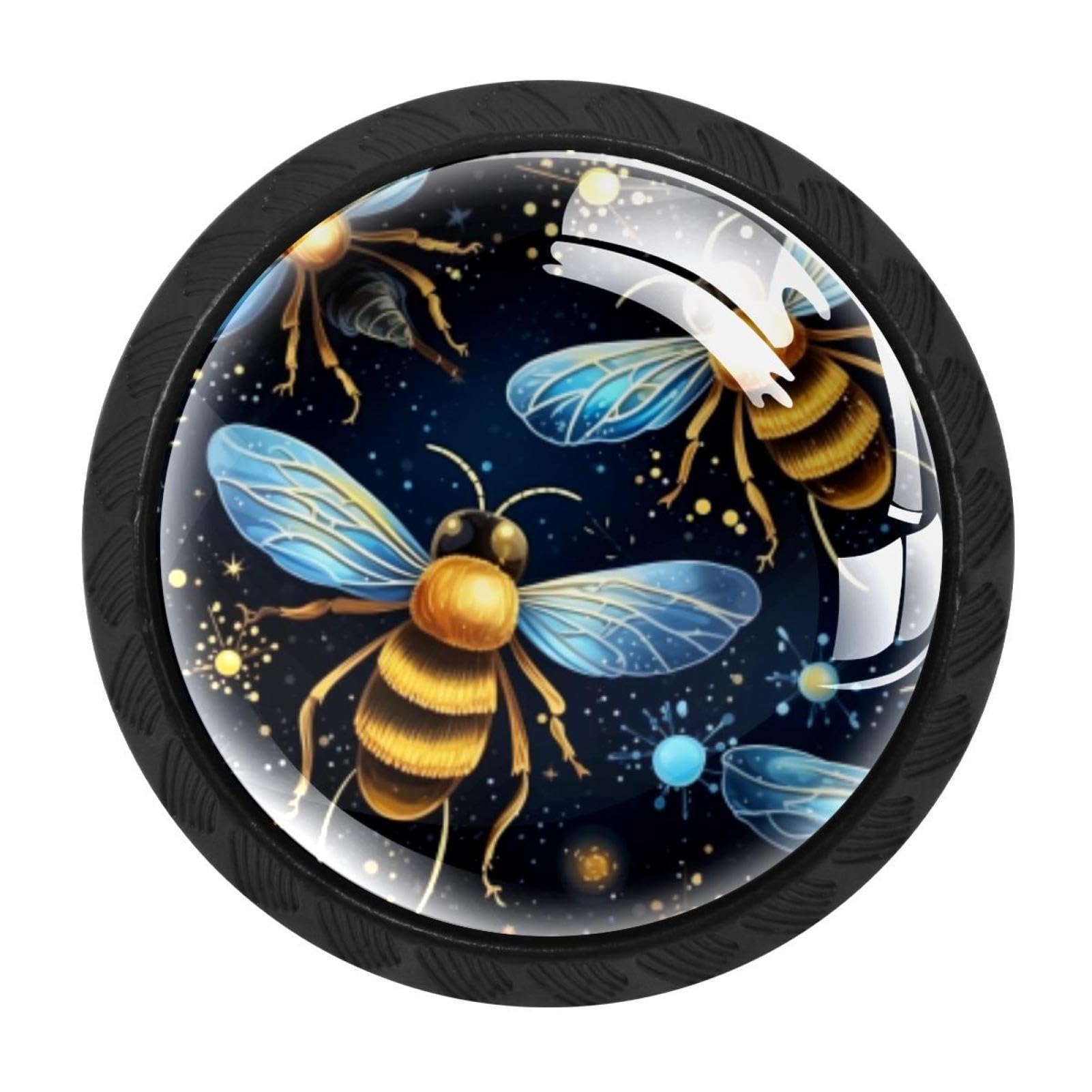 Chenzzzz Multicolored 06 4 Pack Cabinet Handles Black Starry Bee Cabinet Knobs Draw