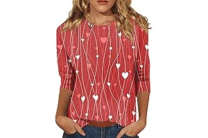 Womens Dressy Casual Valentines Printed Tee Shirt