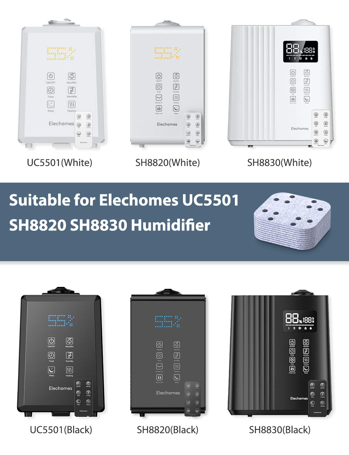 Hupro Humidifier for Bedroom Top Fill 6L for Large Room Warm and Cool