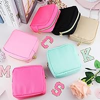 Vista 5 de Giesiery Mini bolsa de maquillaje de nailon, 16 unidades, color verde menta, bolsa con cremallera para almacenamiento de artículos de tocador