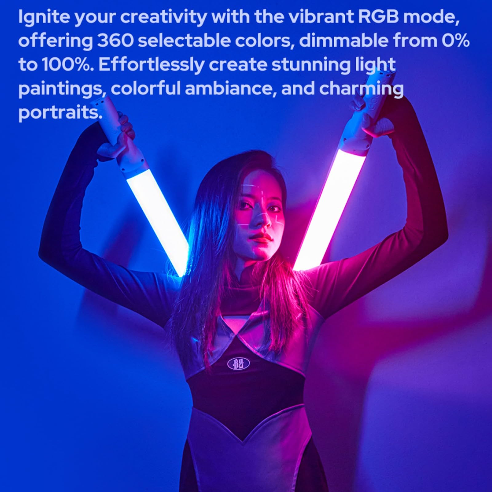 Godox LC1000R Varinha de luz LED 100W RGB, 15 tipos de FX, CRI?96