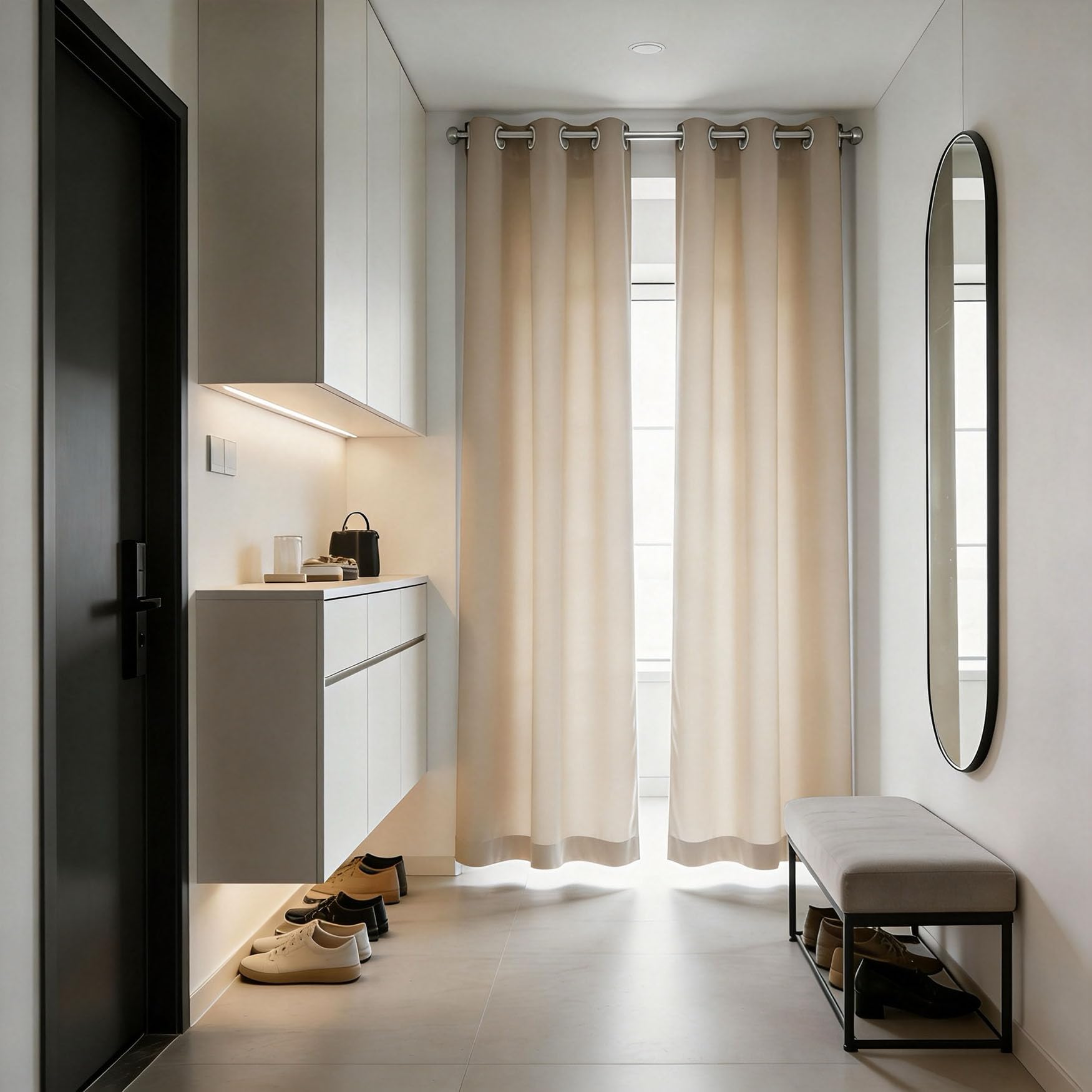 Rideau Occultant 85x185 cm Beige à Oeillets pour Salon et Dressing