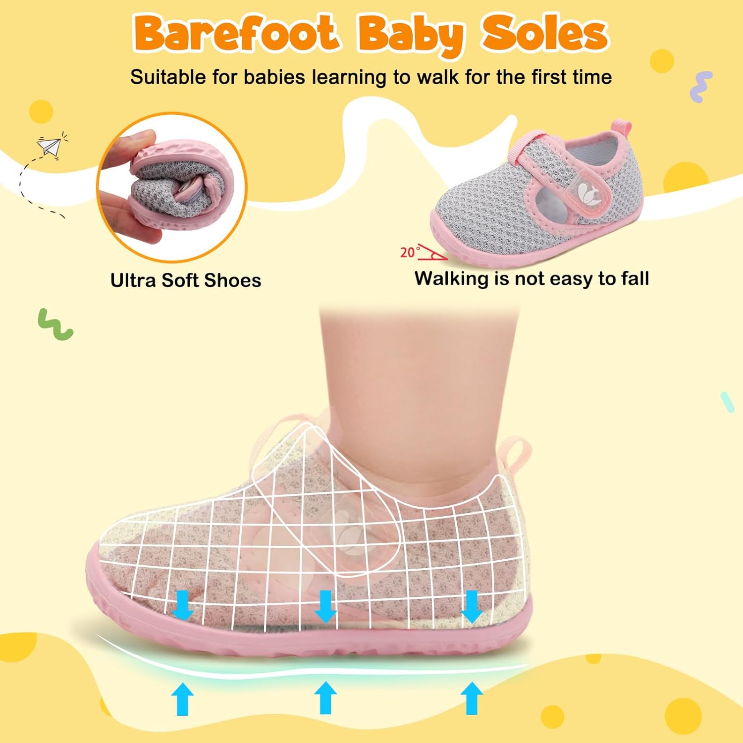 FEETCITY Barefoot Baby Shoes Girls Boys Walking Shoes Infant Sneakers Lightweight Flexible Newborn Dress School Shoe - Image 5