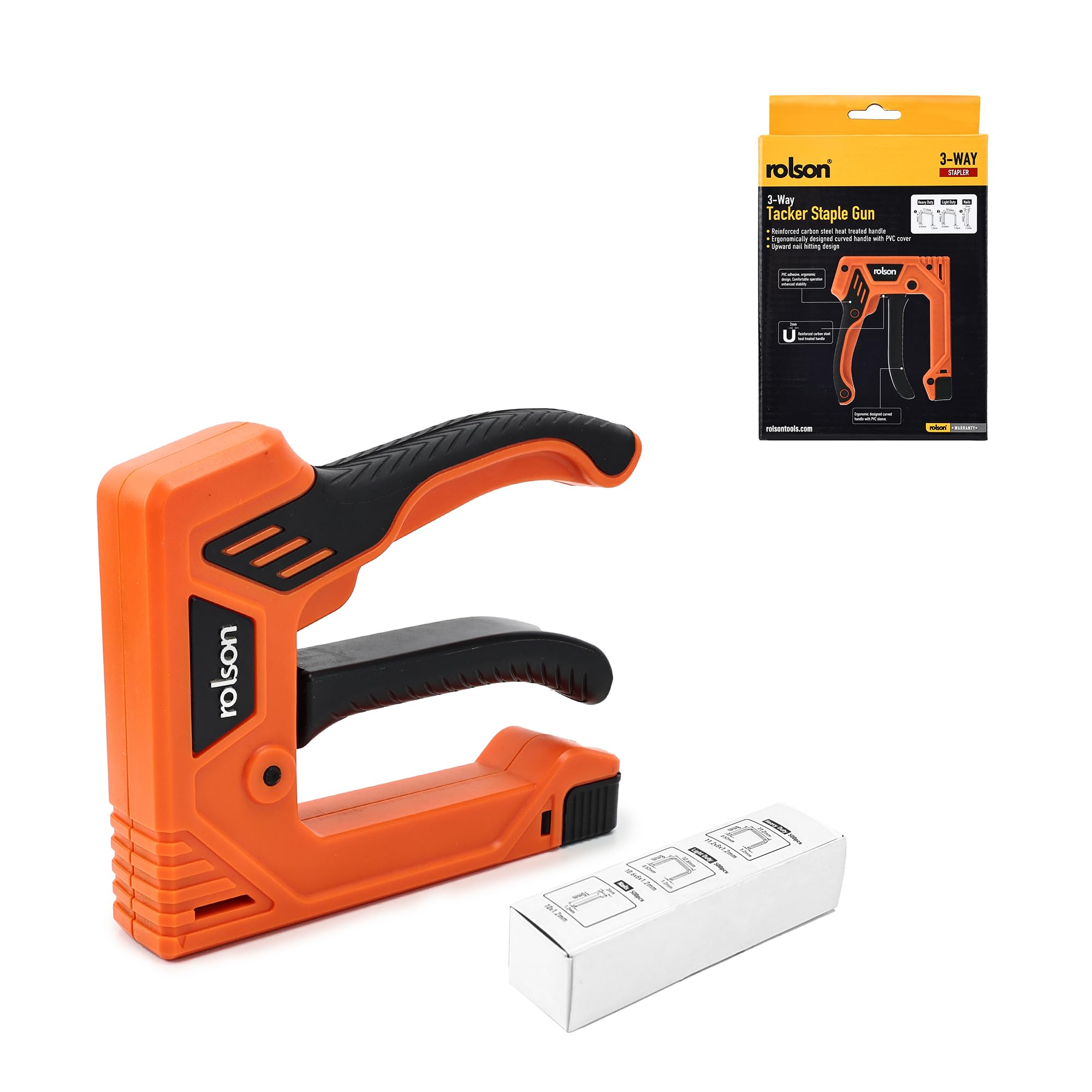 Rolson Black & Orange 44315 3 Way Tacker/Staple/Nail Gun