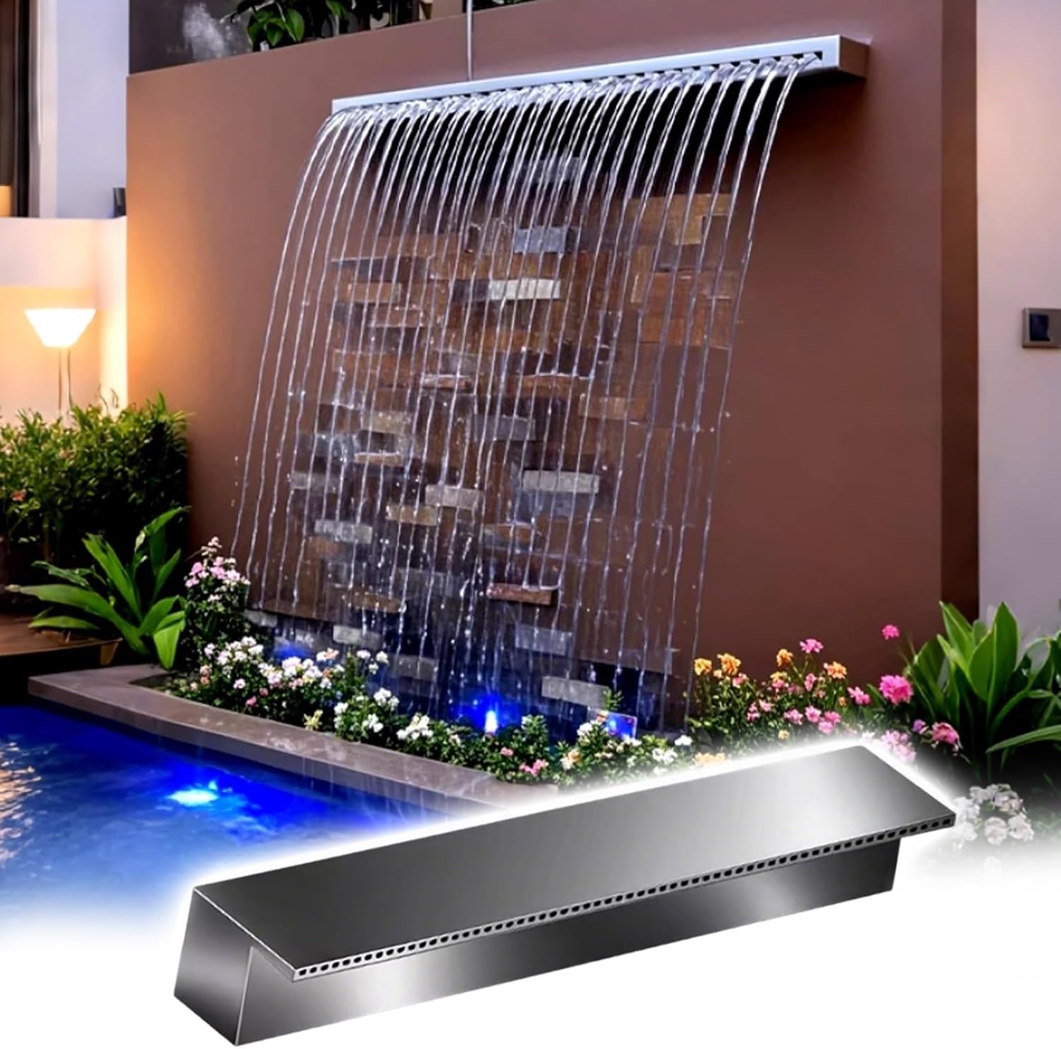 Waterfall Spillway Box - Waterfall Overflow Device for Garden & Backyard Fountains, Embedded Mounting for Residential & Commercial Use, 30cm/11.8