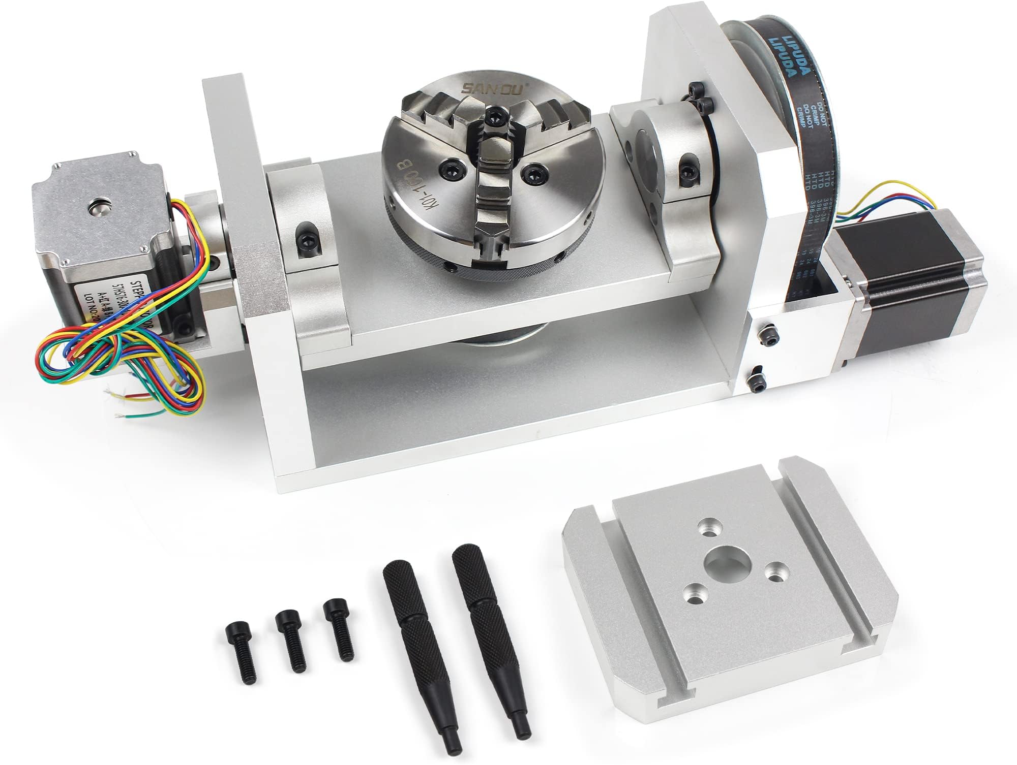 CNC TOPBAOS CNC Milling Machine Rotation 4th 5 Axis Rotary Table 3 Jaw 100mm Chuck A-Axis C Axis 5 Axis Index Split Head 6:1 8:1 CNC Router Engraving Rotary Axis Nema23 Stepper Motor