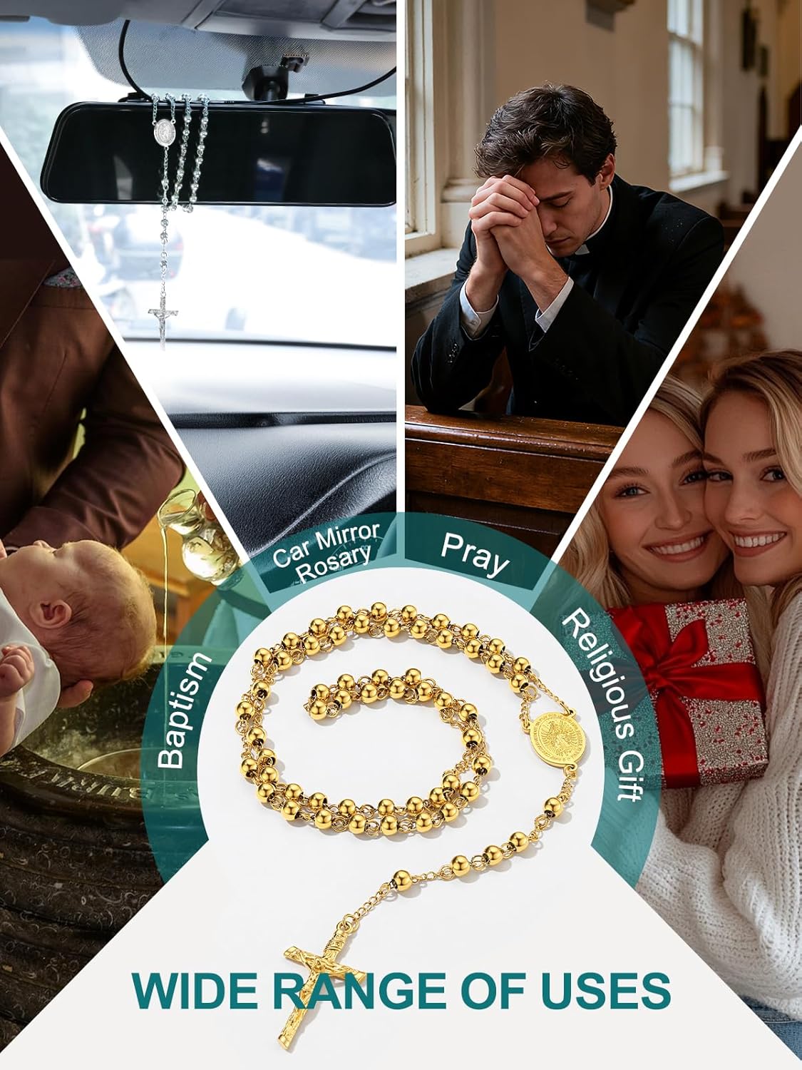 Supcare Rosary for Men Women Catholic Necklace Rosary Beads,Customized (with Gift Packing)