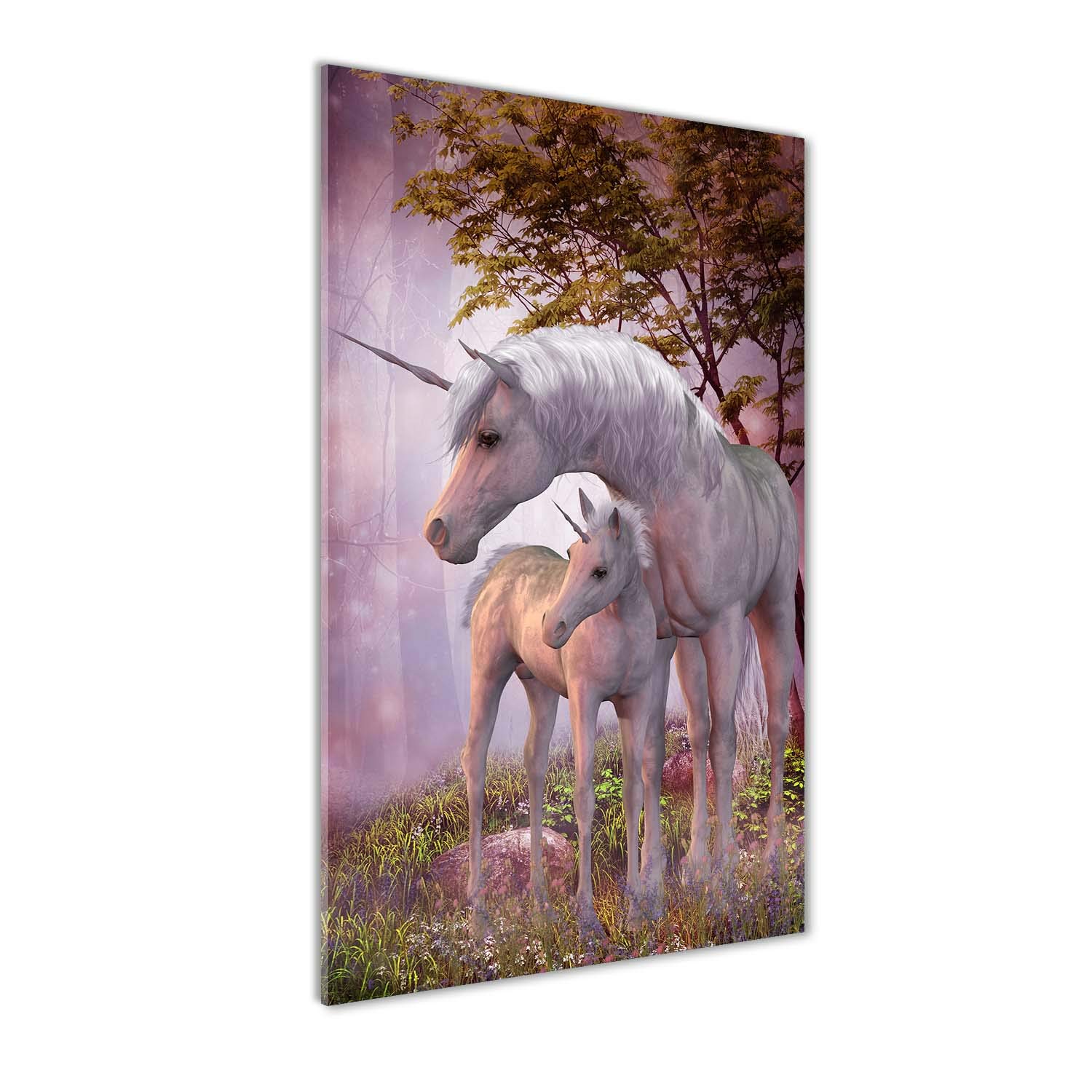 Tableaux pour la mur en plexiglas rose avec licornes pour chambre de bébé