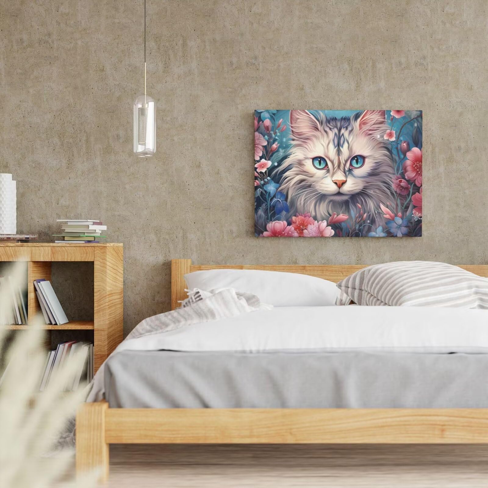 Malen nach Zahlen für Erwachsene, Motiv: Blume, Katze, Malen nach Zahlen für Anfänger, Acryl-Peinture a Numero mit 6 Pinseln, DIY-Ölgemälde, Kunst-Bastelsets für Wanddekoration - (90 x 60 cm