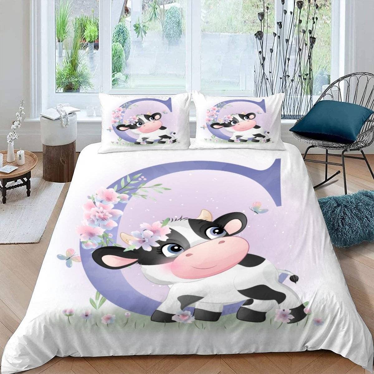 RFFLUX 3D Cows Super king size Duvet Cover Sets 3 Pieces 220x260 Soft Microfiber Kawaii Animal Cow Quilt Cover with Zipper Closure Easy Care Bed Set with 2 Pillowcase for Adults Room Decor — image 1