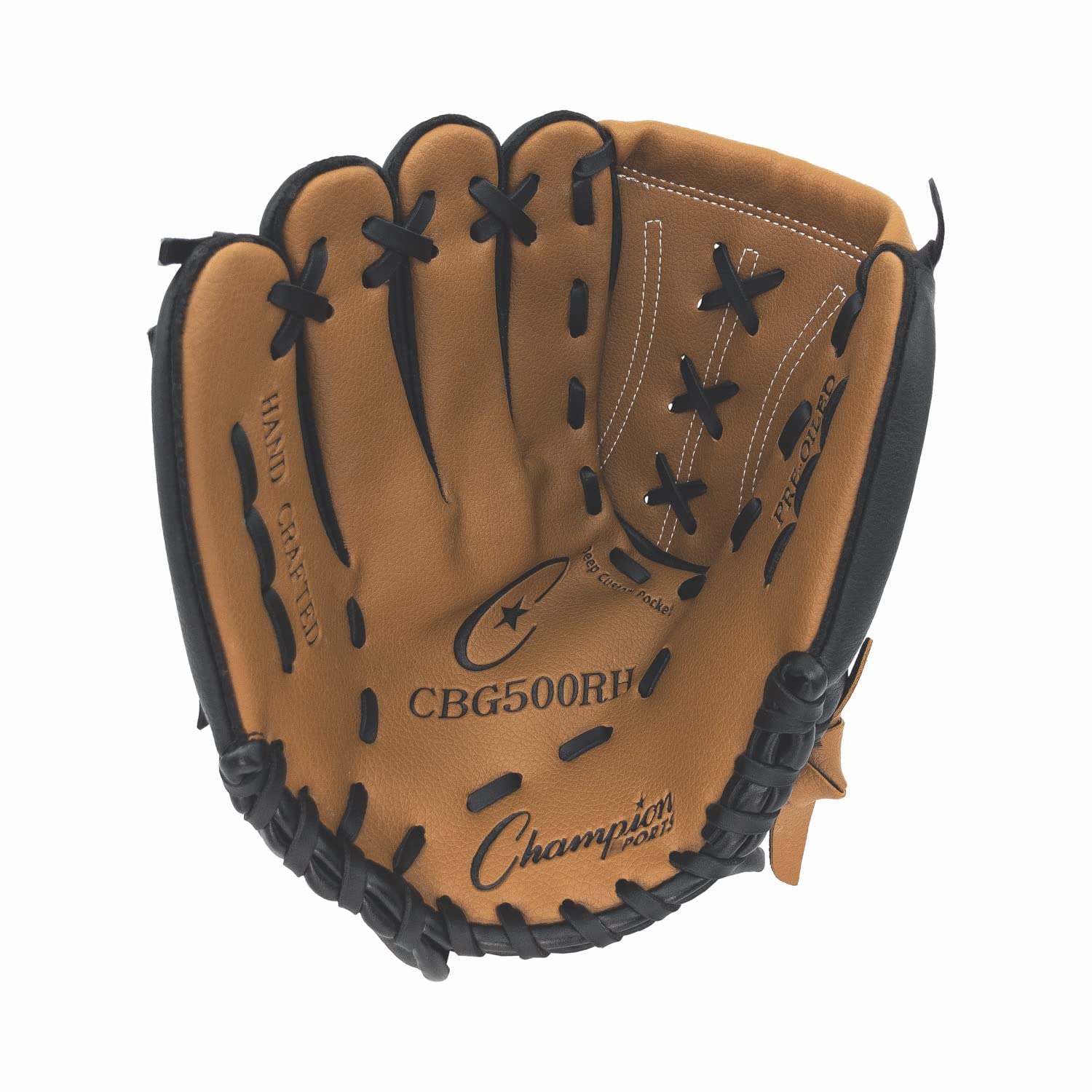 Champion Sports Catcher's Mitt - Synthetic Leather | Deep Pocket and Scoop Toe Design | Adjustable Wrist Strap Closure | Youth Size: 32