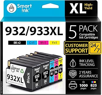 Smart InkCompatible Ink Cartridges Replacement for HP 932XL 933XL 932 XL 933 XL 5 Pack Combo (2 Black, Cyan/Magenta/Yellow) for HP Printer OfficeJet 6600 6700 7610 7612 6100 7510 7110 7620
