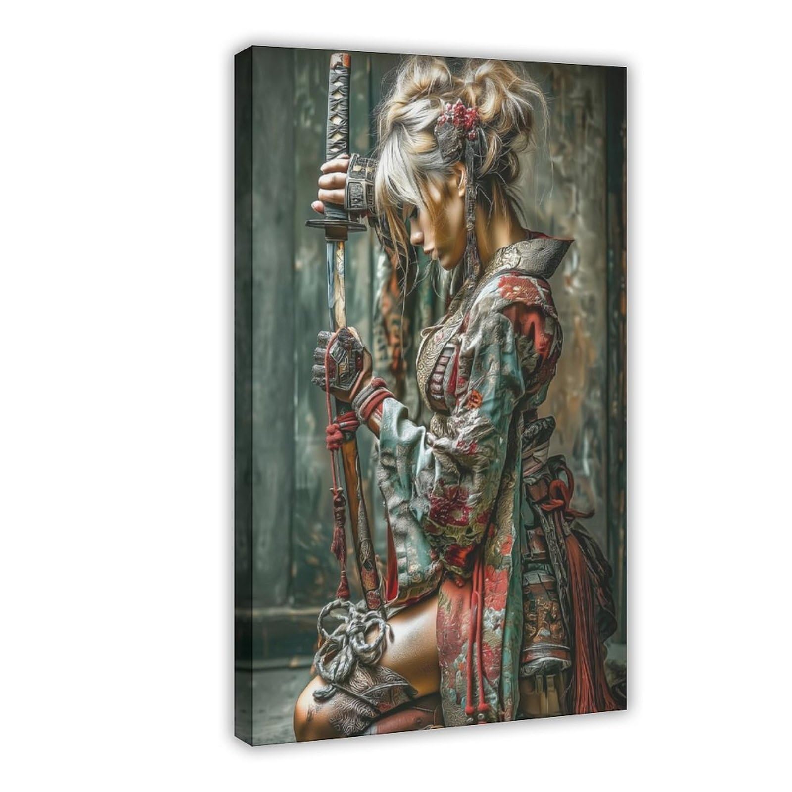 Qnvjqkdsi Women's Frame Japanese Samurai (1) Canvas Poster Bedroom Decor Landscape Office Room Decor Gift 24" L X 36" W