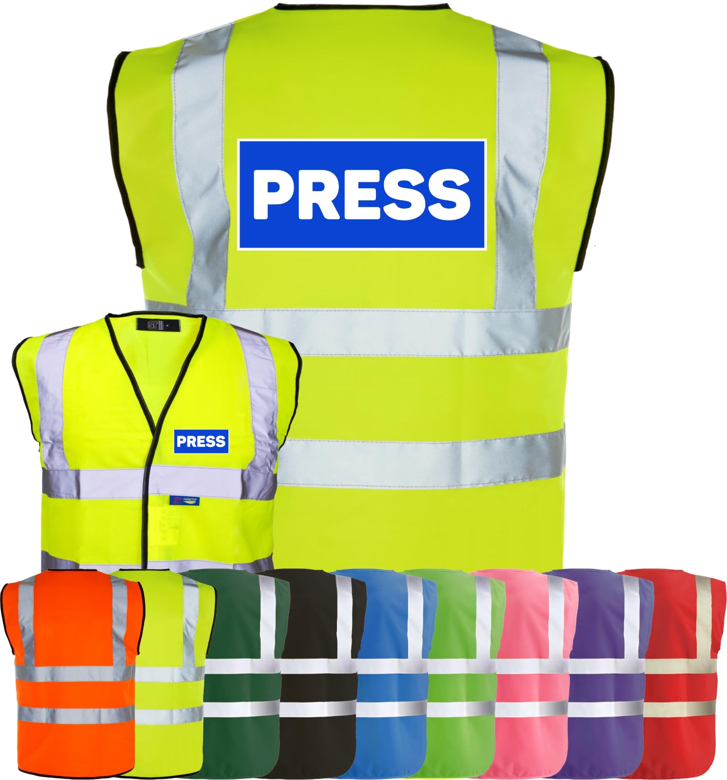 Corporate Togs PRESS Printed Hi-Vis Waistcoat - Fastening Vest, High Visibility, Fully EN471 Health, Protective Safety Wear | Safety Apparel