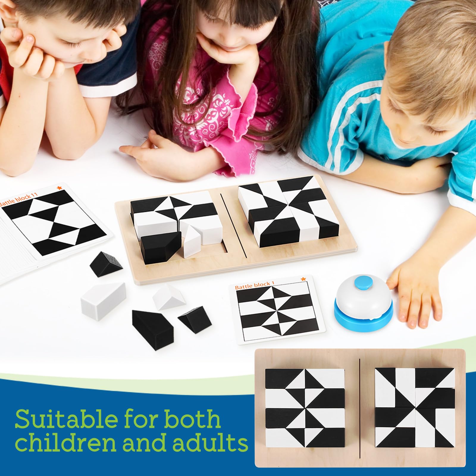 Abaodam Wooden Puzzle - Educational Assembly Puzzles Building Block Game Puzzle Game - 32 Building Blocks, 40 1 Call Bell - Image 4