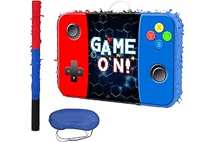 Video Game Pinata with Blindfold and Bat for Boys Party Decorations(16.7''x12''x3'')