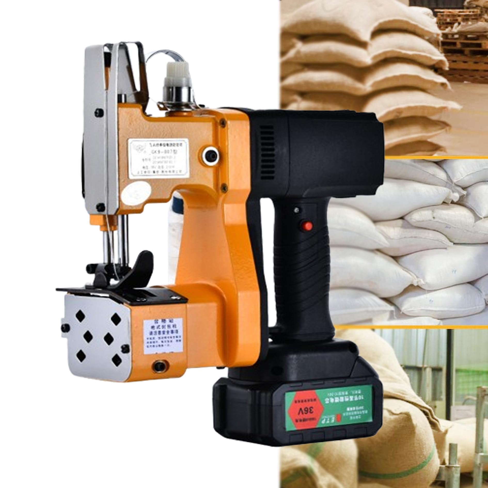 Cosedora de costura portátil industrial, máquina de sellado de bolsas inalámbrica para sacos de alimentación, bolsas de semillas, vinilo, cuero, herramienta de costura eficiente
